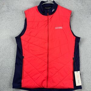 KJUS Vest Mens XL Release Red Blue Colorblock‎ Full Zip Stretch Sleeveless NEW